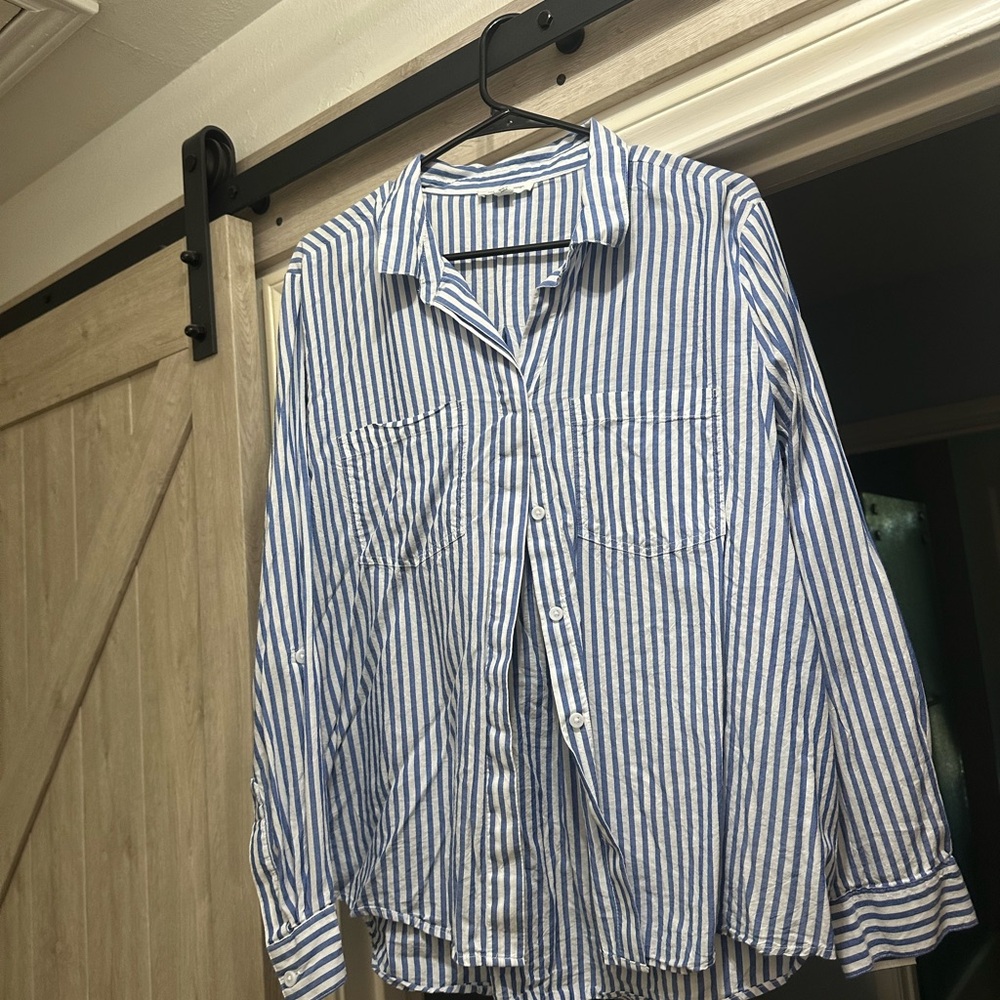 Blue and White Striped Women’s Shirt